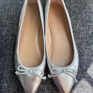 Banana Republic Silver Ballet Flats with Bow
